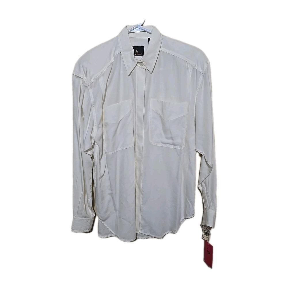 NWT Vtg Liz Sport White Pockets Casual Work Button Down Shirt Womans‎ Size Small